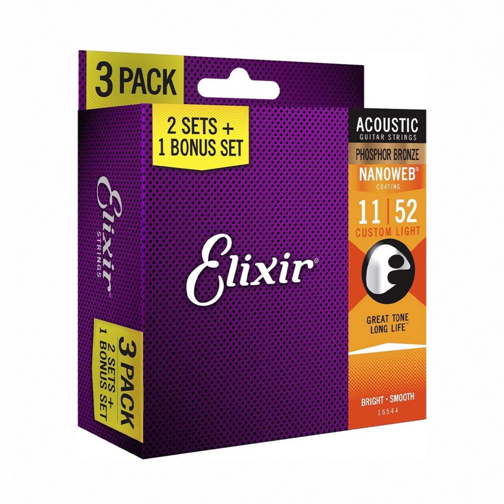 【保證正品公司貨】Elixir 16544 16545 16546 NANOWEB 磷青銅 木吉他弦 (三套裝)