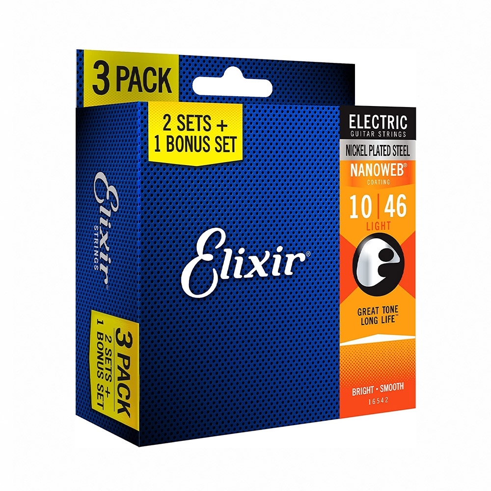 【保證正品公司貨】Elixir 16540 16542 NANOWEB 鍍鎳鋼 電吉他弦 (09-42) (10-46) (三套裝)