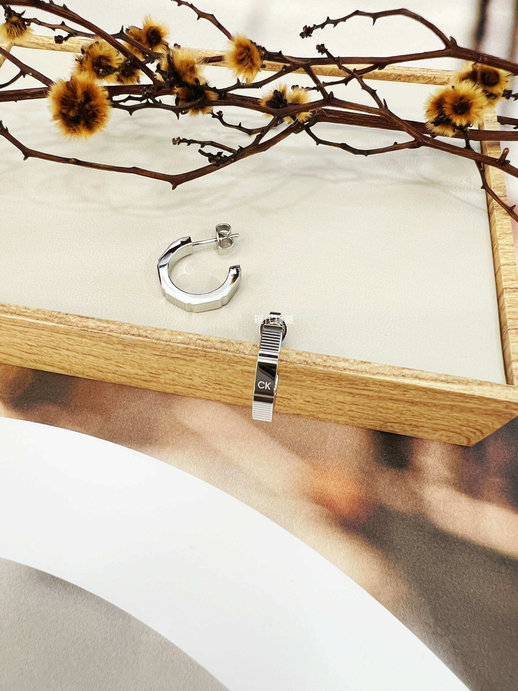 【Calvin Klein】五邊形穿式耳環 CKF35000518 現代鐘錶