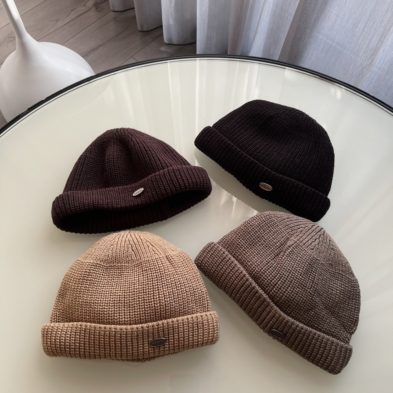 復古標針織短版毛線帽/四色