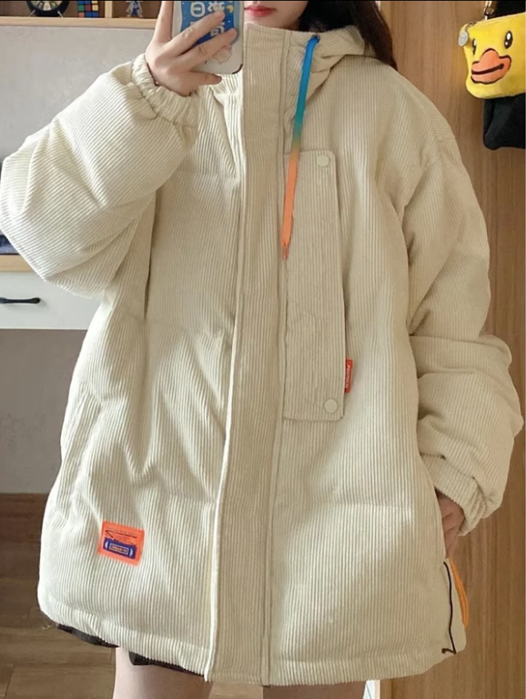 加絨加厚連帽棉服外套