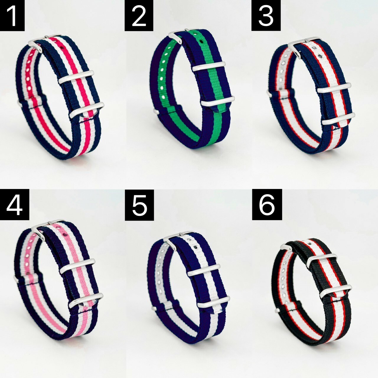 【NATO帆布錶帶】 直條穿式雙色款   (18mm) 現代鐘錶