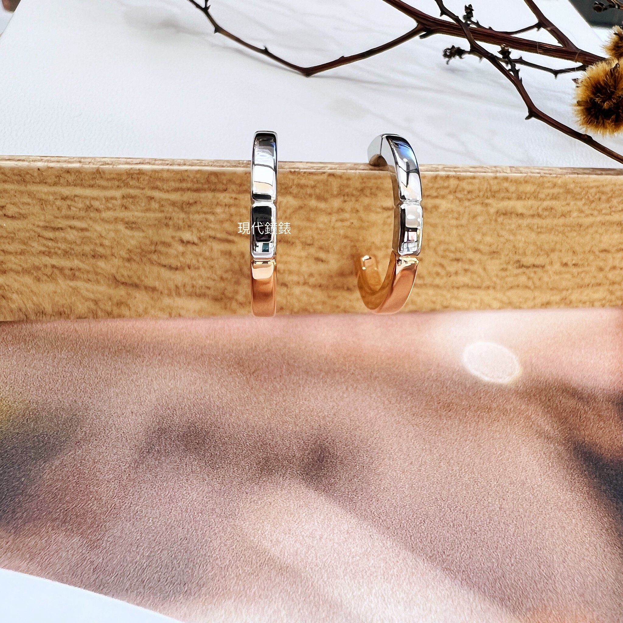 【Calvin Klein】雙色穿式耳環 CKF35000457 現代鐘錶