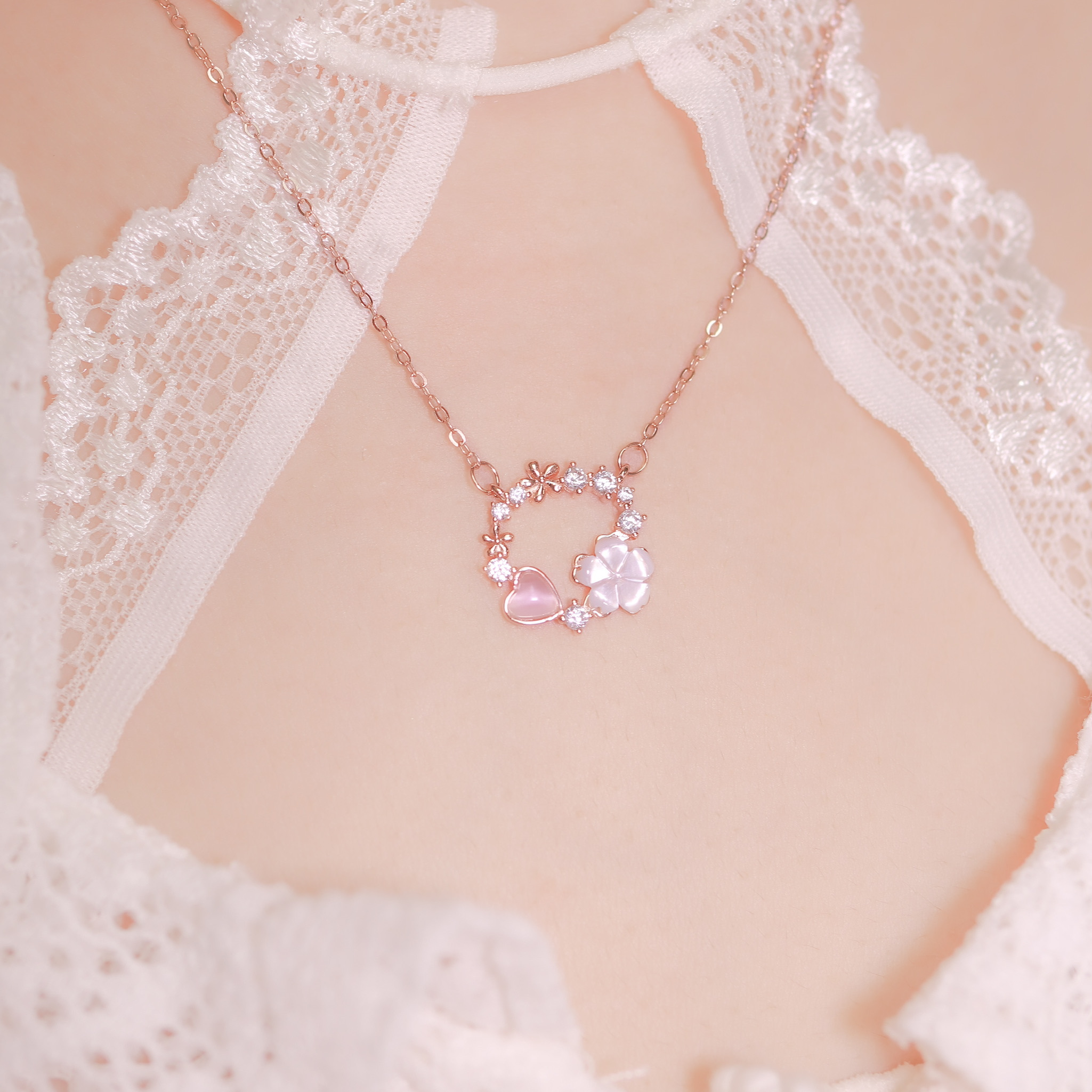 | 925純銀・白金・玫瑰金 | 漫愛花簇項鍊  (銀/玫瑰金) | NE0970 |