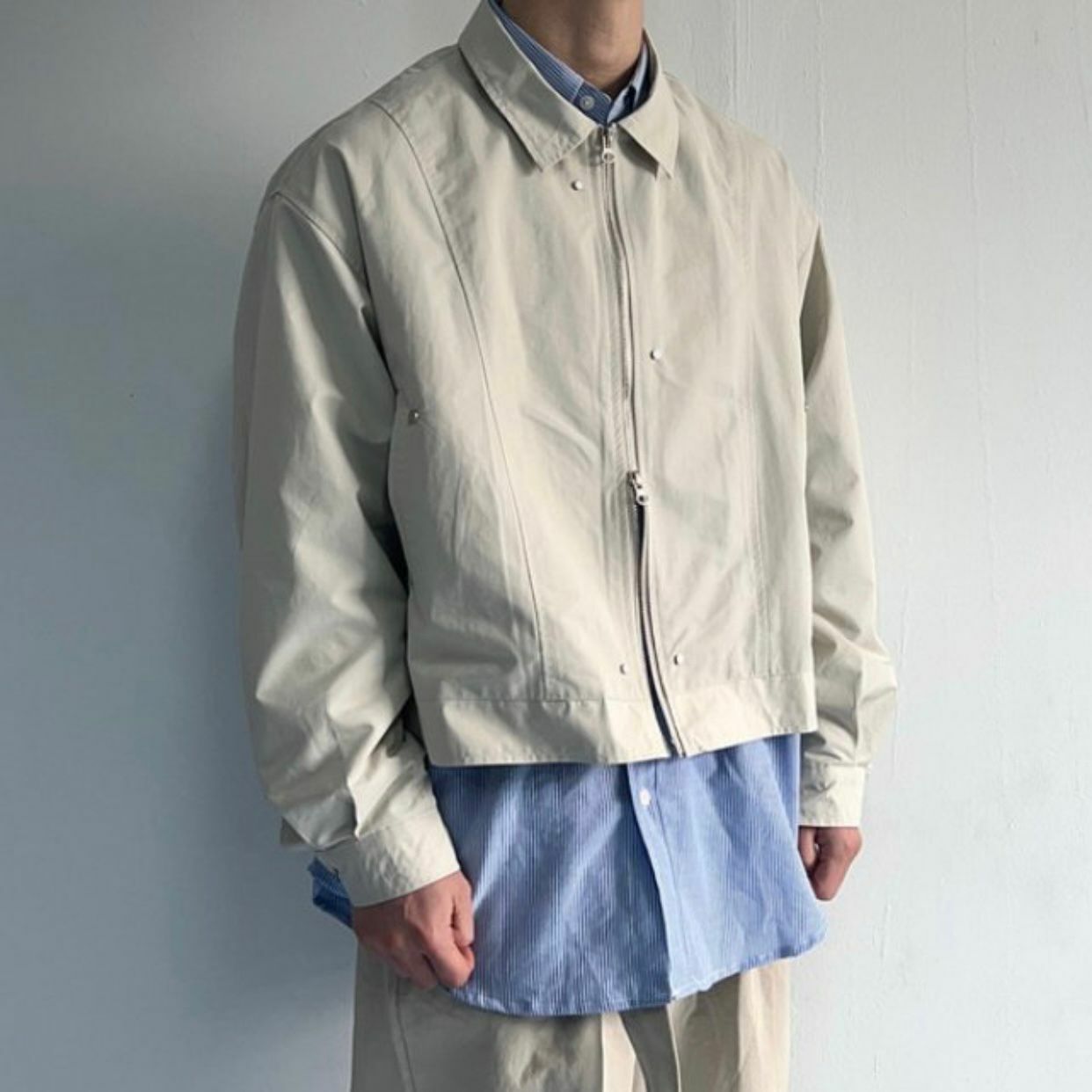 淨色恤衫領拉鍊外套 36.5-009JK
