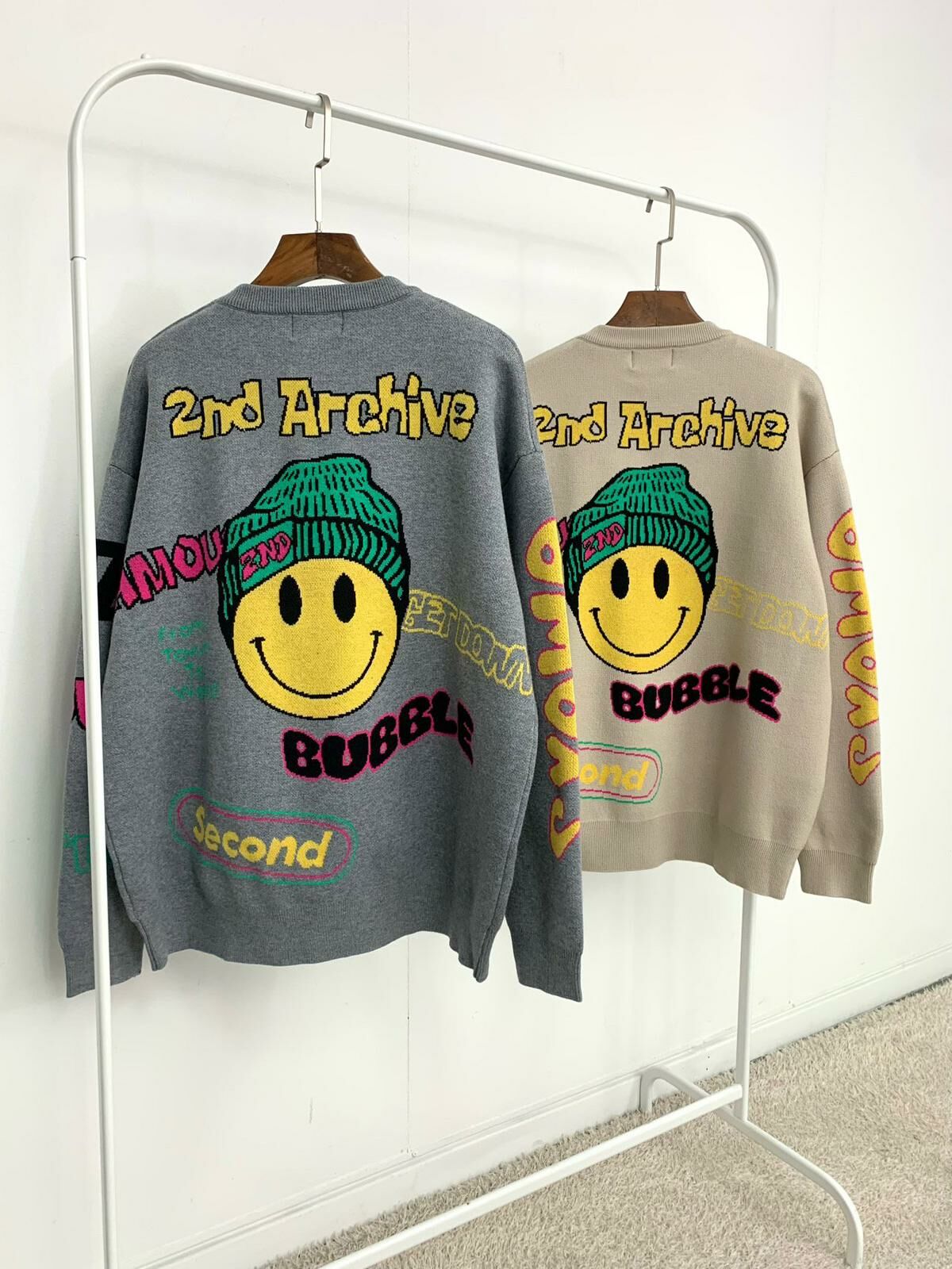 圓領英文字哈哈笑針織衫 2nd ARCHIVE-061T