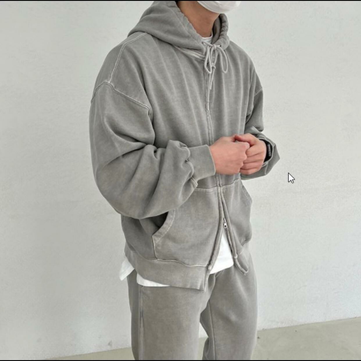 洗手淨色連帽拉鍊外套 36.5-003JK