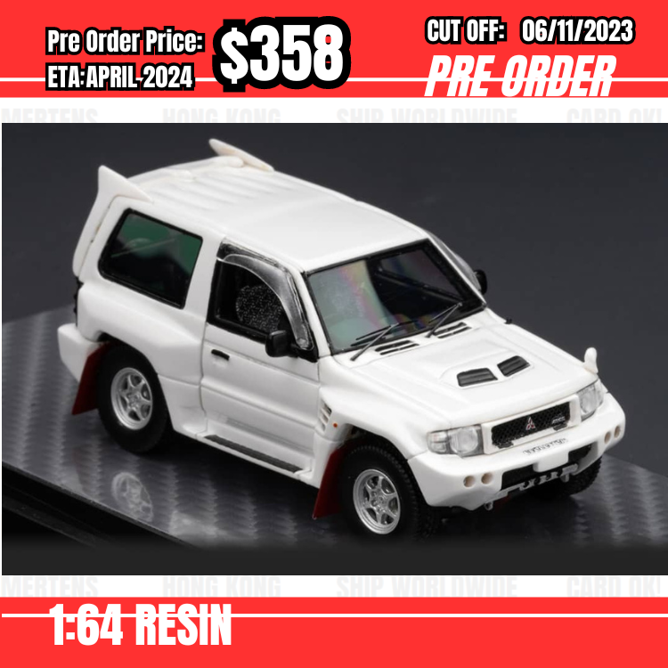 PO-$358 * YM Model * 1:64 Mitsubishi Pajero MK2 Evolution White [OD05/11]