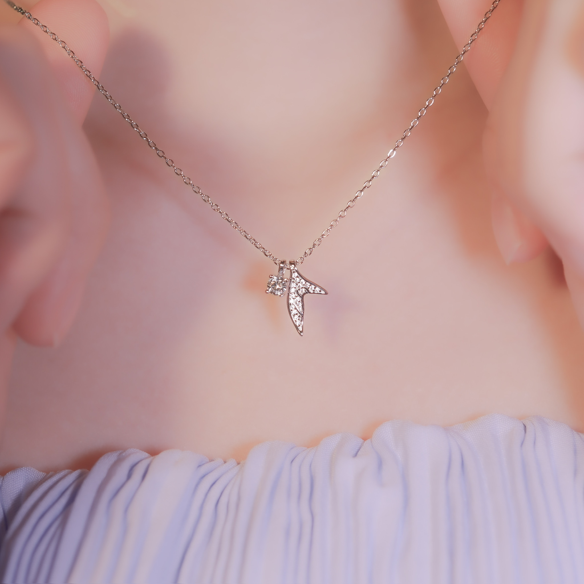 | 925純銀・白金・玫瑰金 | 勇氣小魚尾項鍊  (銀/玫瑰金) | NE0982 |