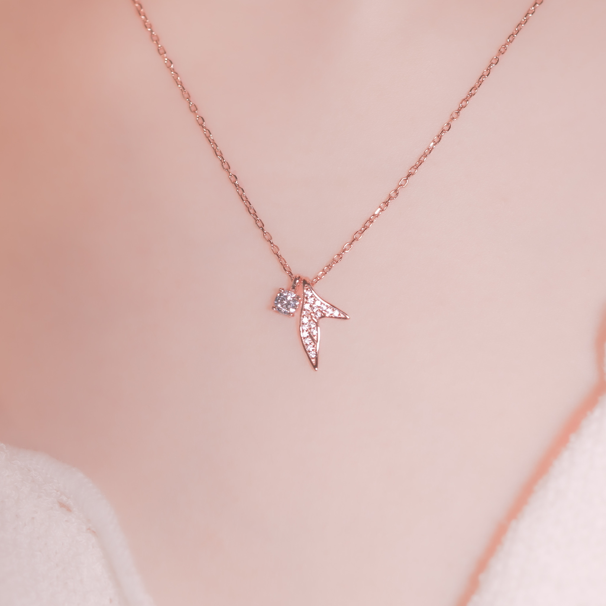 | 925純銀・白金・玫瑰金 | 勇氣小魚尾項鍊  (銀/玫瑰金) | NE0982 |