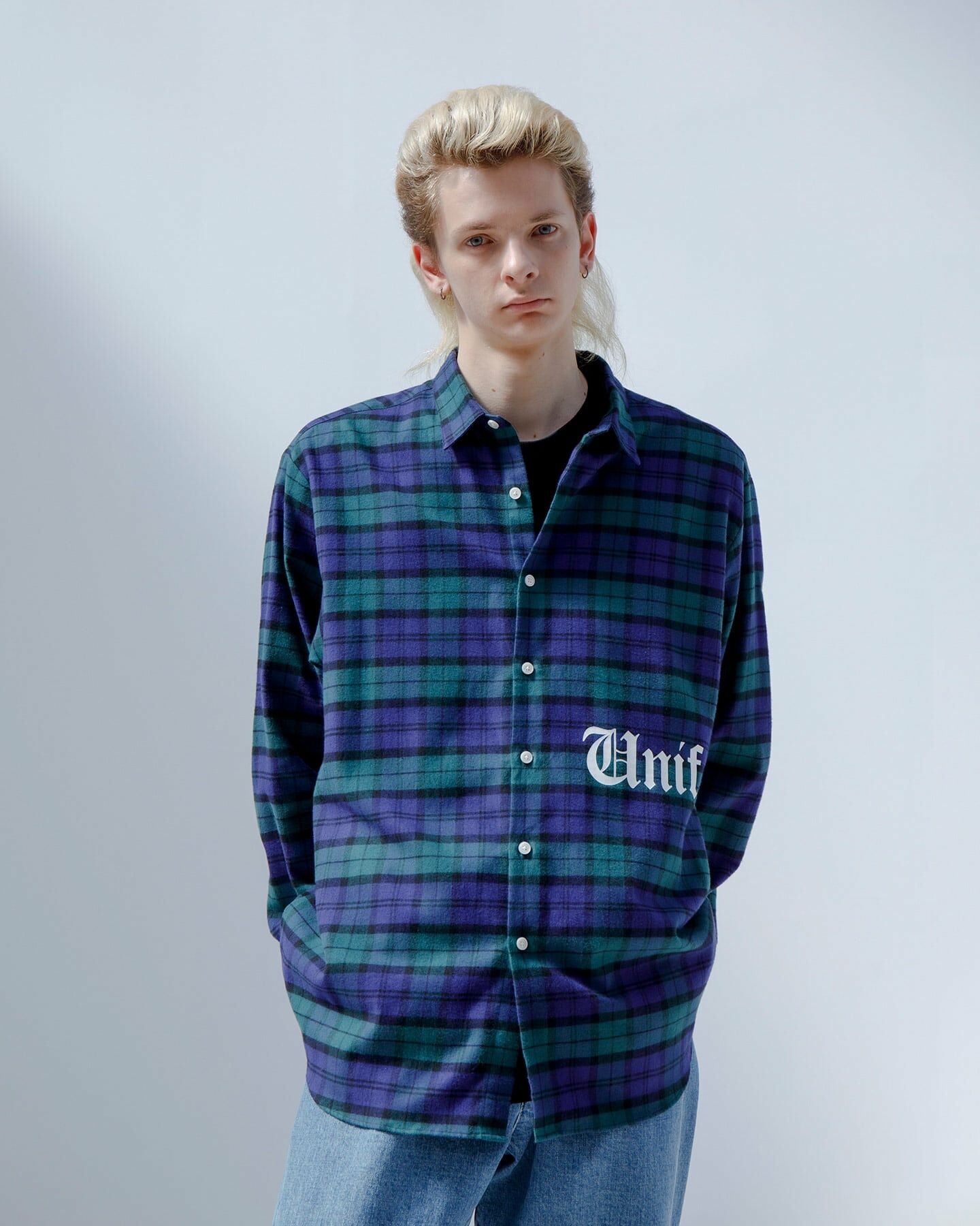SOPH Uniform Experiment 2023 A/W FLANNEL CHECK GOTHIC LOGO BAGGY SHIRT - PRE ORDER ITEM (預訂中)