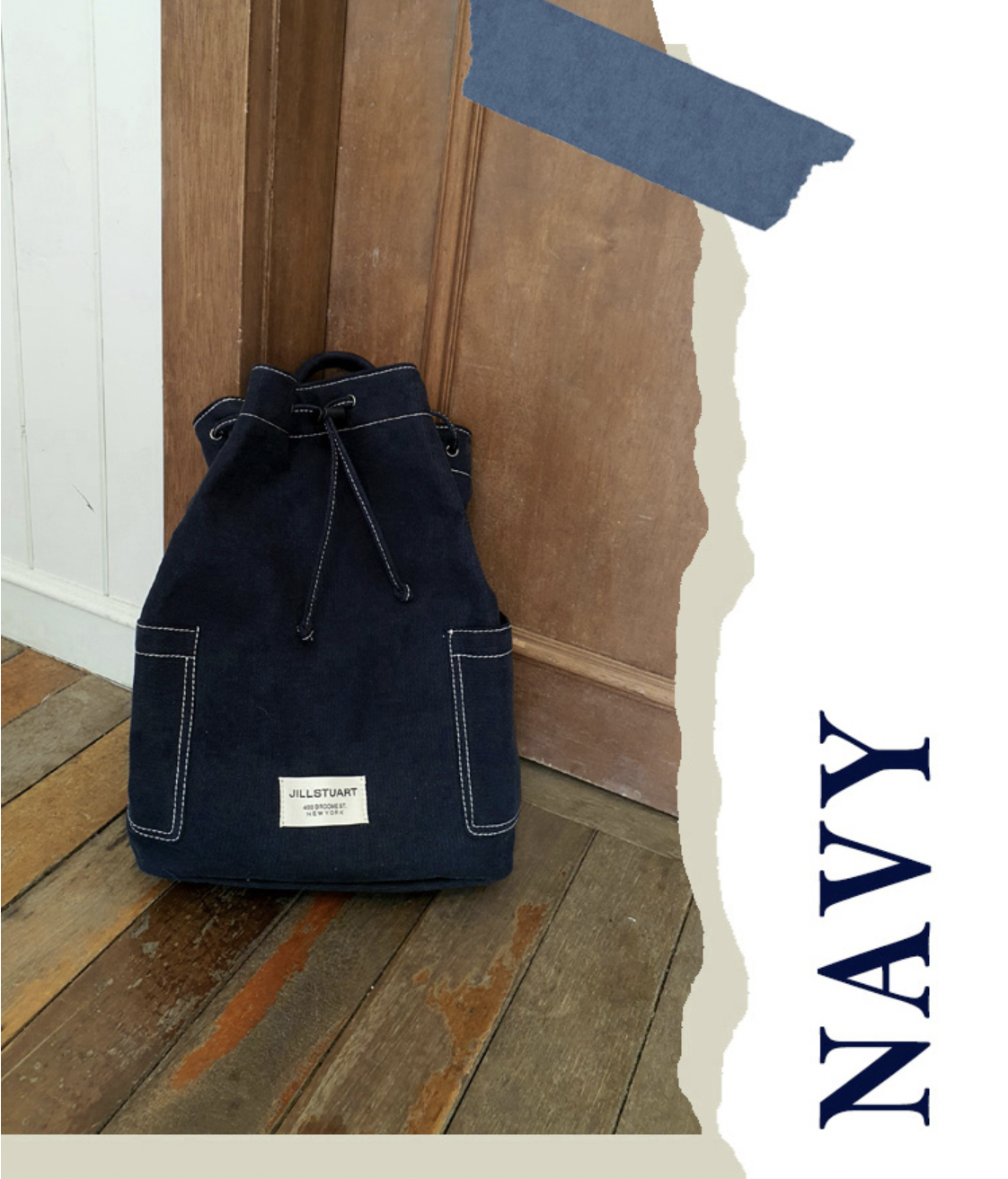 JILLSTUART■[Gelato] Navy canvas backpack and sling bag 韓國JillStuart Gelato Navy Canvas Stitch Sling Bag JABA3E