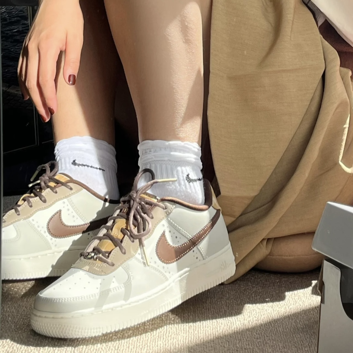 Nike Air Force 1 LV8 Brogue Wingtip 白棕 大地色系 格紋 美拉德