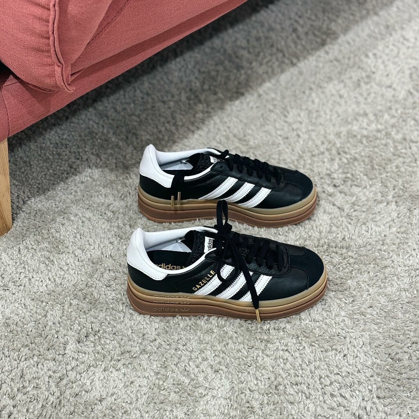 Adidas Originals Gazelle Bold Lisa同款 黑色 皮革 厚底 增高 IG1733