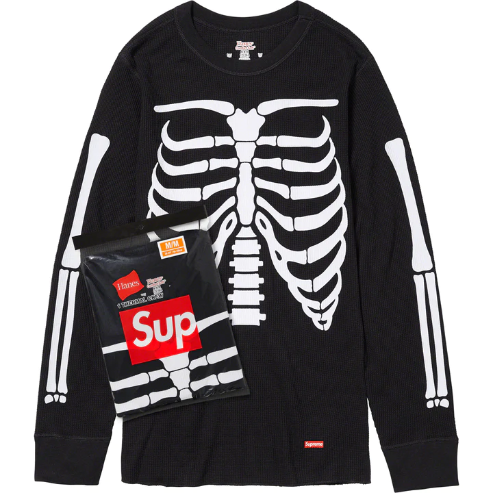 2025AW SUPREME HANES BONES THERMAL CREW 華夫格 骨頭 長T 單件一包 現貨 FW25A29