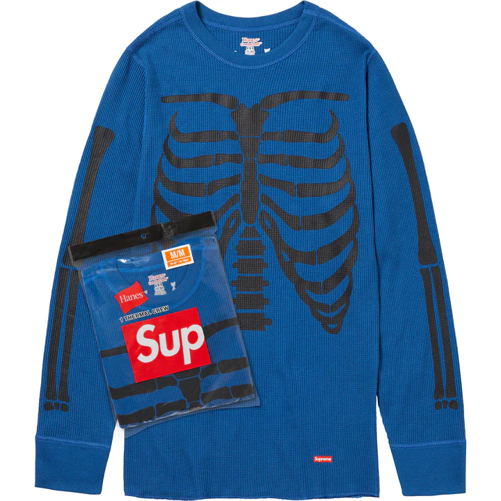 2025AW SUPREME HANES BONES THERMAL CREW 華夫格 骨頭 長T 單件一包 現貨 FW25A29