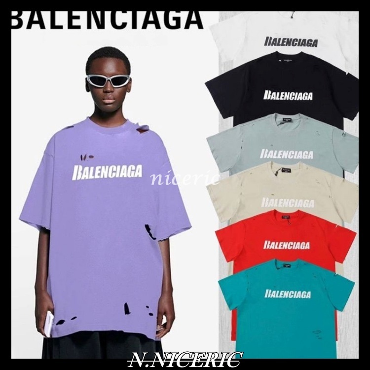 【NICE歐美日韓代購】新款BALENCIAGA巴黎世家DESTROYED 裂紋 破壞設計 短袖 T桖 裂紋短袖