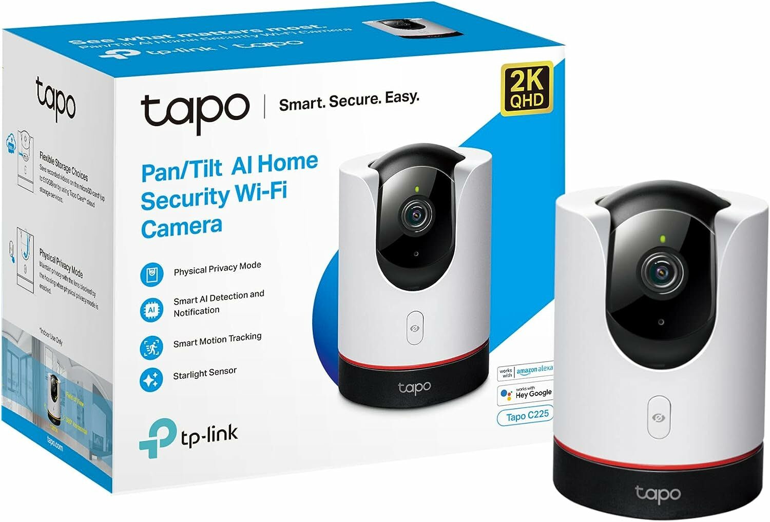 TP-Link Tapo C225 2K QHD 1296p Pan/Tilt Home Security AI Detection Wi-Fi Camera AI私隱防護旋轉式智能網絡攝影機