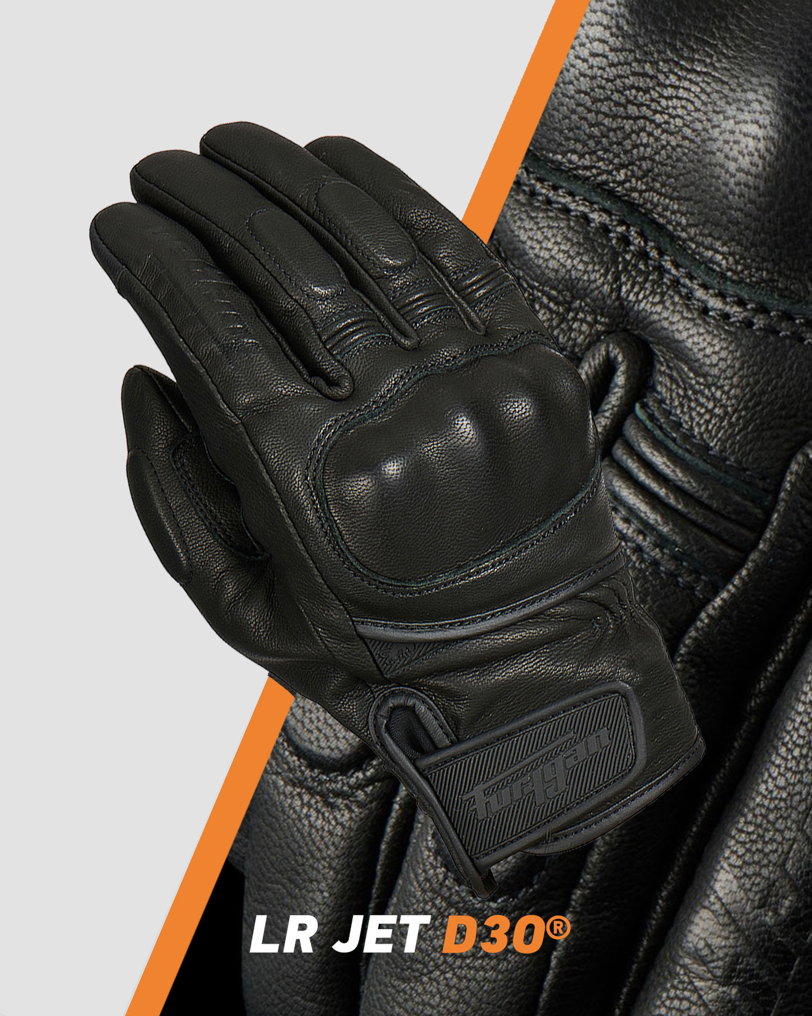 FURYGAN LR JET D3O® 黑色 皮革 防摔手套 皮手套