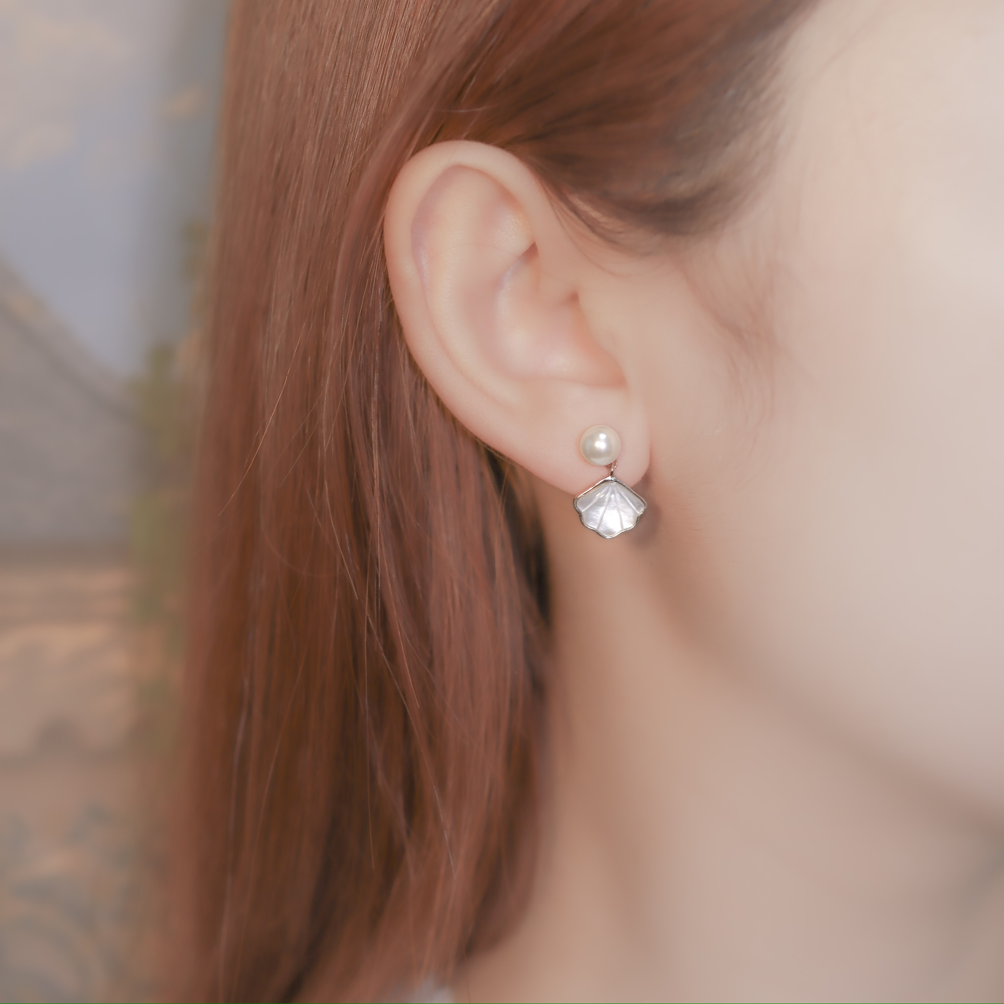| 925 Silver・White Gold・Rose Gold・Pearl | Pure Shell Earrings（Silver / Rose Gold） | EA0697 |