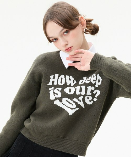 LUV IS TRUE - MV LOVE KNIT(KHAKI)