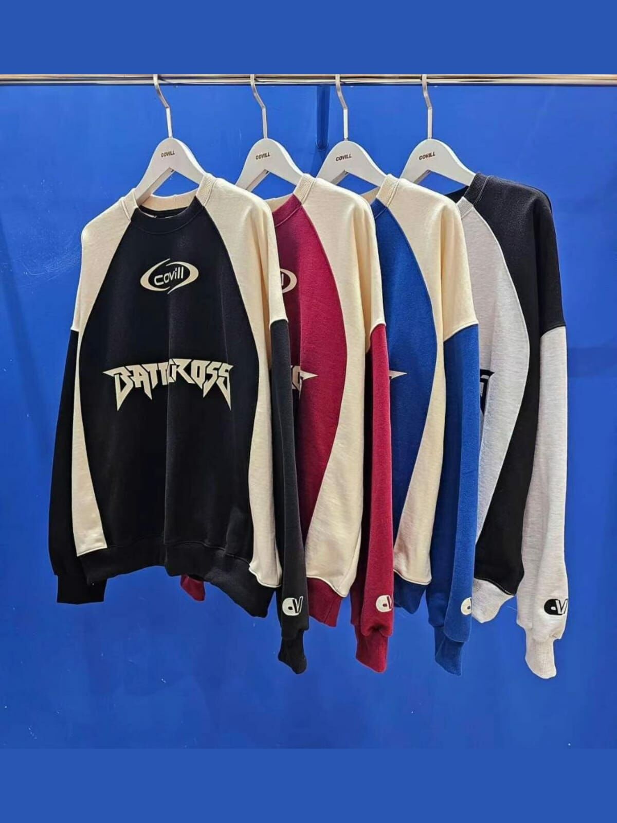 OverSize拼色英文字衛衣 COVILL-062T