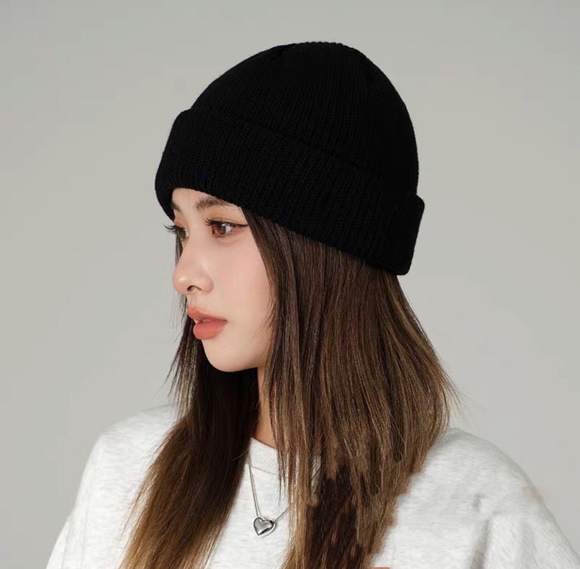 粗針素色毛帽 / 兩色