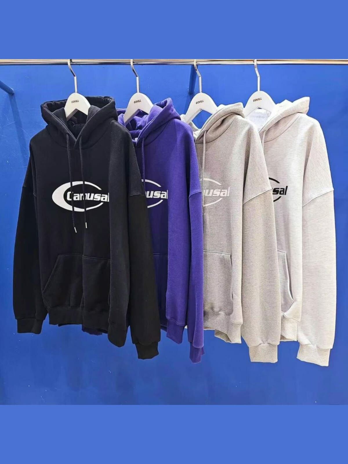 淨色英文字連帽衛衣 COVILL-071T