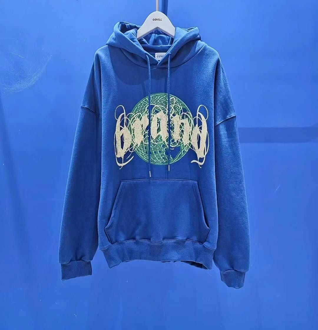 淨色英文字圖案連帽衛衣 COVILL-073T