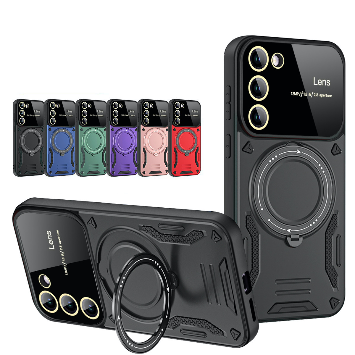 S24系列S23系列【360°旋轉磁吸軍規防摔殼】多角度調節支架 軍規防摔magsafe磁吸保護殼