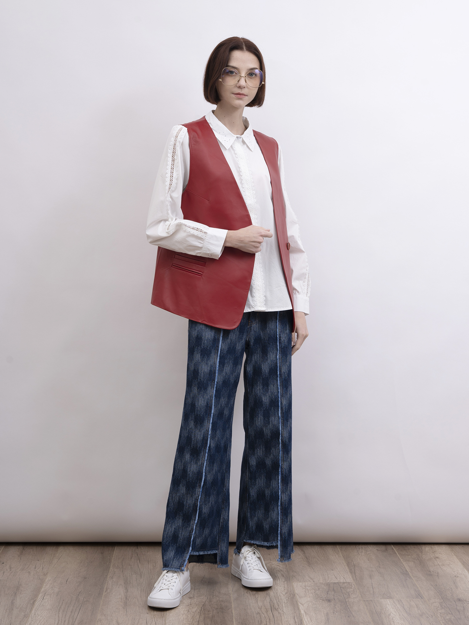 mi-tu 拼接蕾絲飾邊恤衫