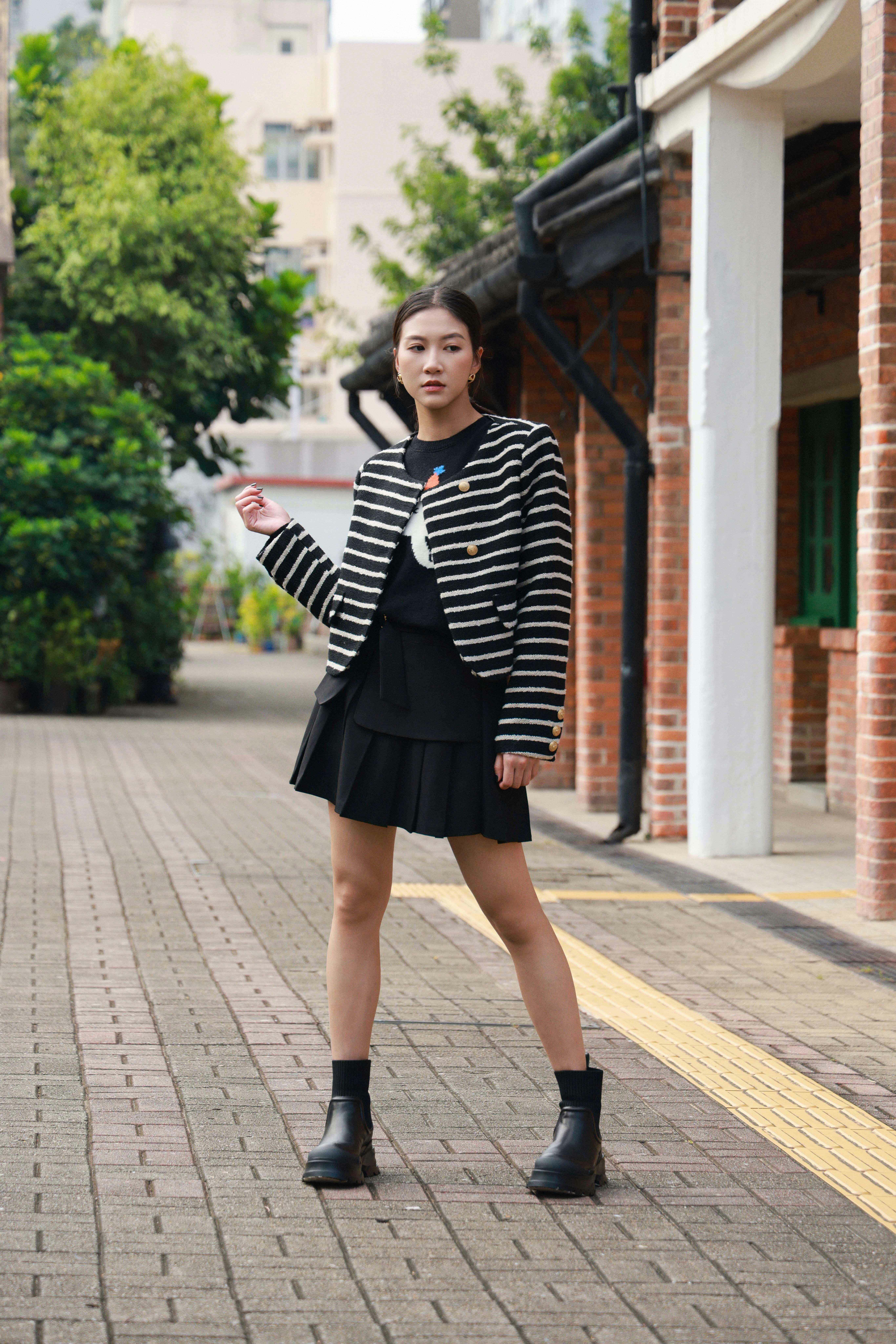 斜襟大圓領橫間西裝褸（現貨款式）