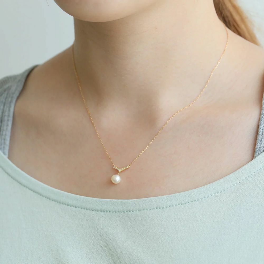 【me.luxe】K10珍珠飛揚6分鑽鍊