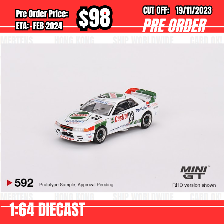 PO-$98 * Mini GT * 1:64 #592 Nissan Skyline GT-R (R32) Gr. A #23 1990 Macau Guia Race Winner RHD [OD05/11]