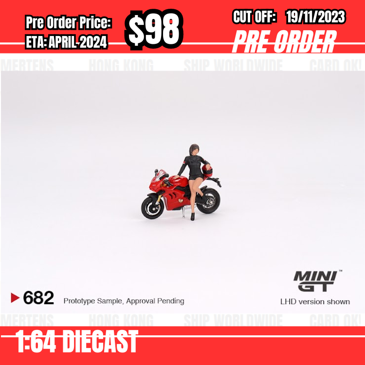 PO-$98 * Mini GT * 1:64 #682 Ducati Panigale V4 S w/ Ducati Girl [OD06/11]