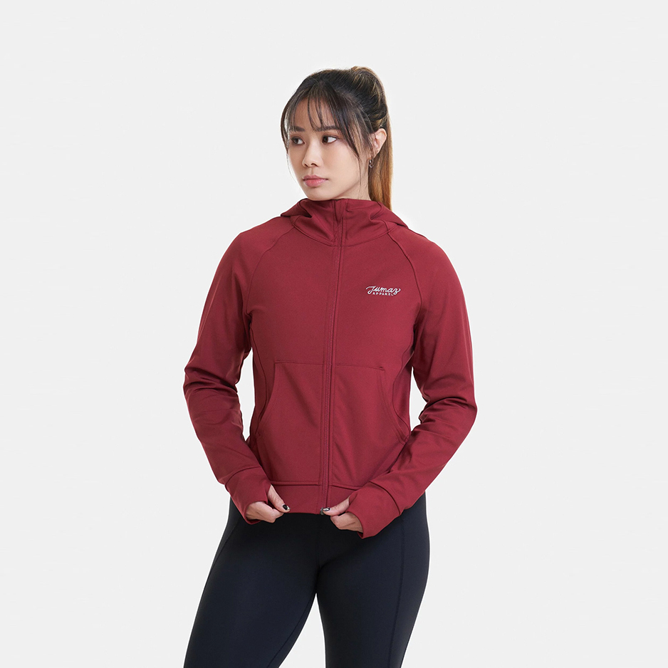 托瑪斯中層連帽女外套（梅洛酒紅）