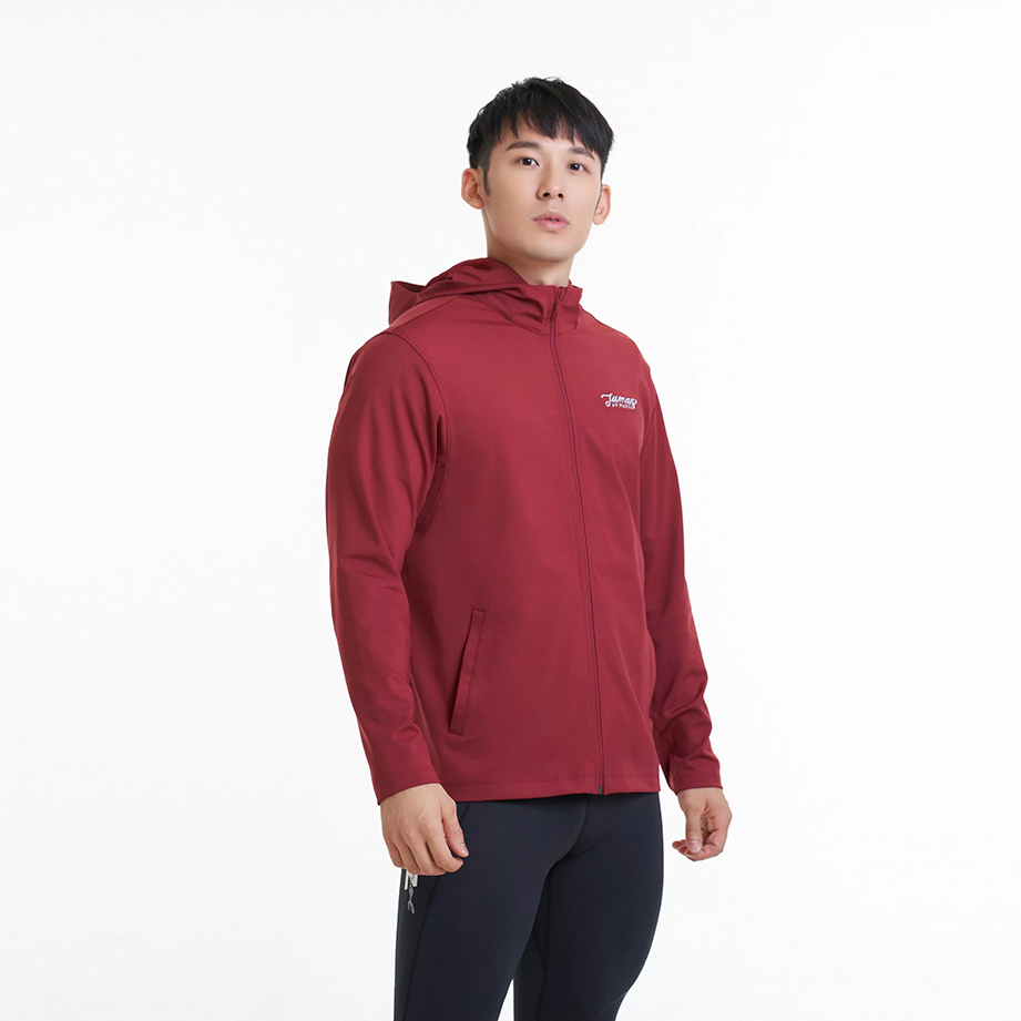 托瑪斯中層連帽男外套（梅洛酒紅）