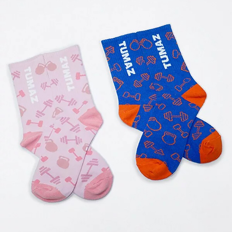 托瑪斯運動襪(粉色啞鈴/藍橘啞鈴) 2件組