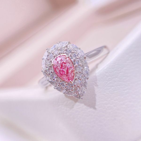 GIA 18K粉鑽 光圈直臂女戒