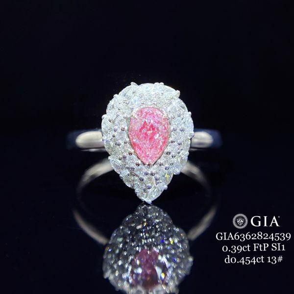 GIA 18K粉鑽 光圈直臂女戒