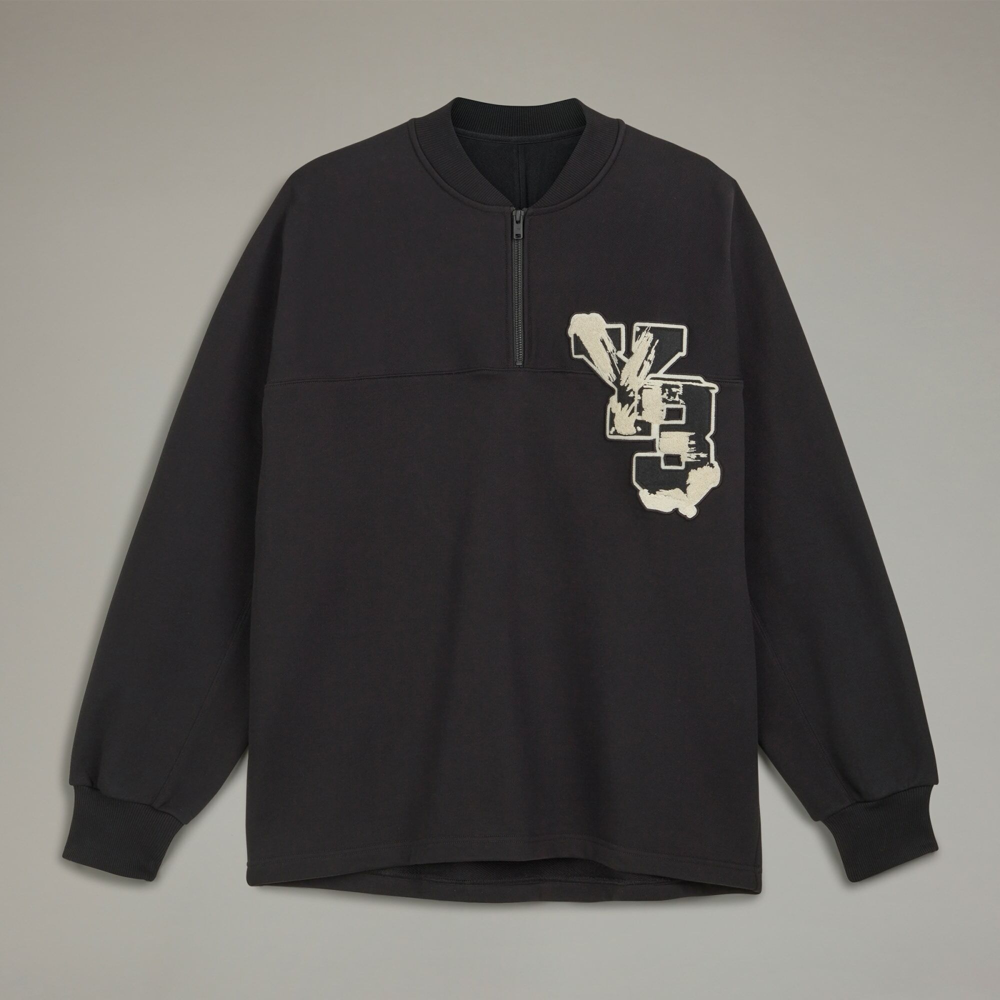 Y-3 GFX FT CREW 半拉鍊衛衣- 黑】