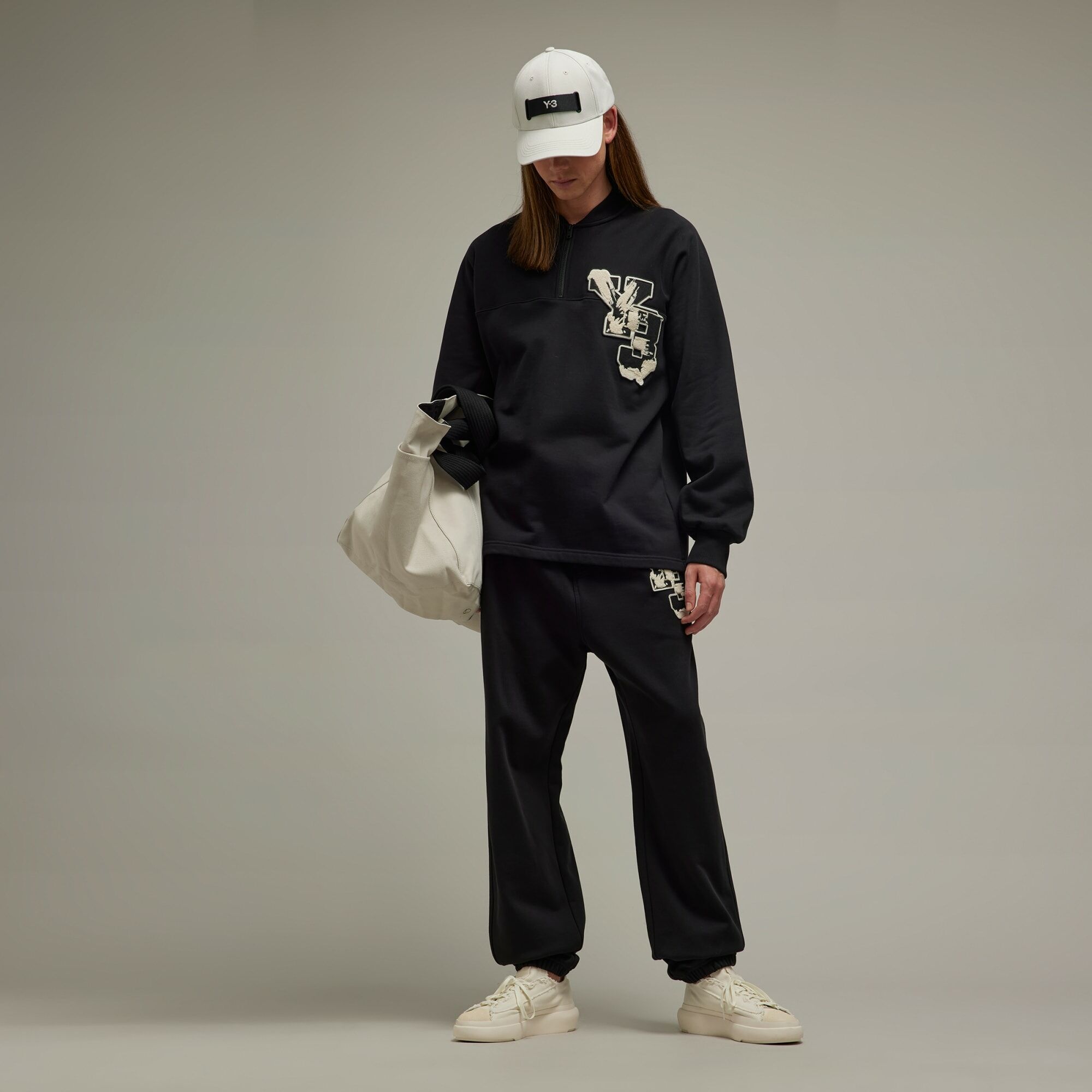 Y-3 GFX FT CREW 半拉鍊衛衣- 黑】