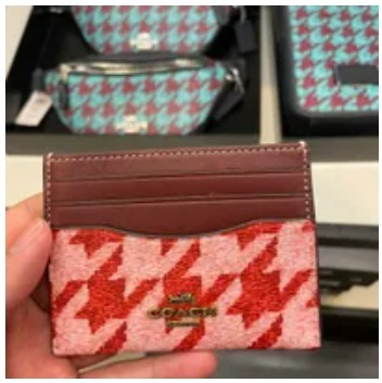 [S] COACH CJ722 SILM ID CC HOUNDSTOOTH PRINT,BRASS/PINK/RED, 195031948510 (SCO596)