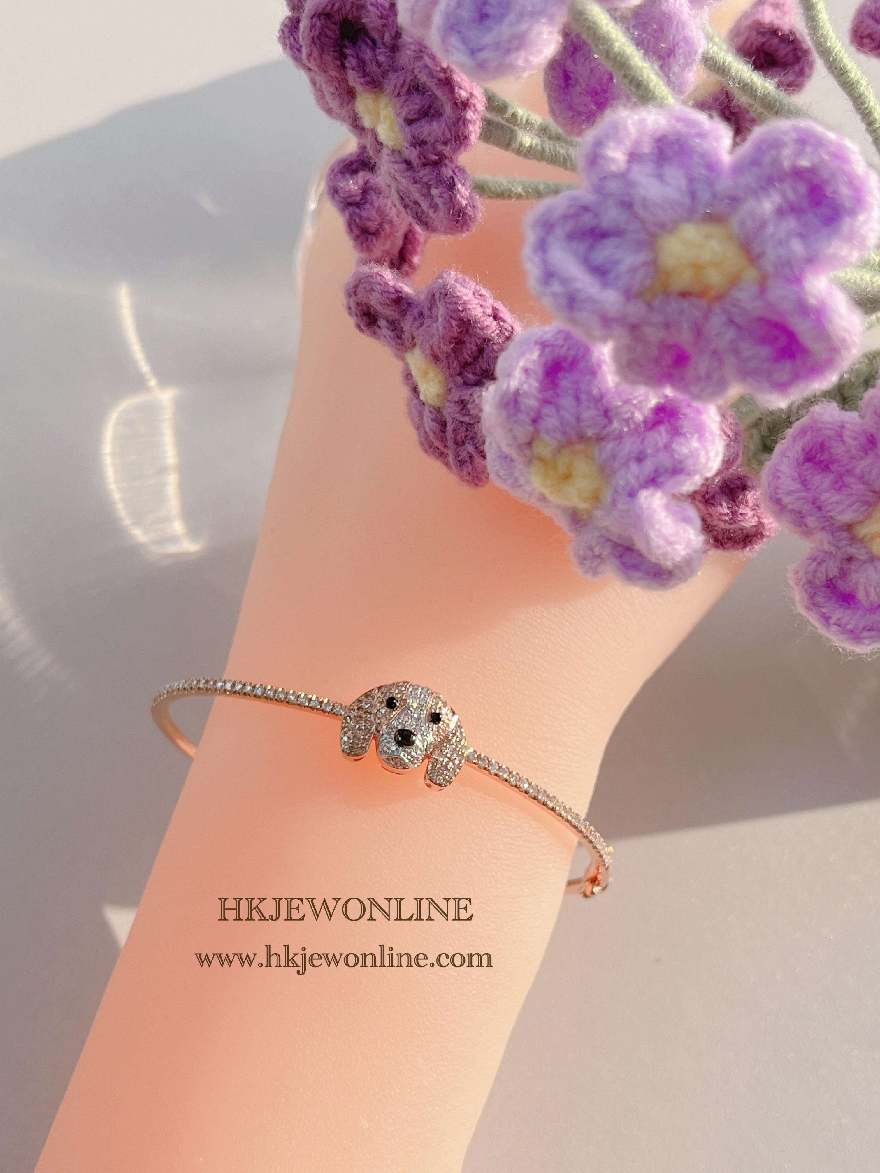 18K Rose Gold Beagle Diamond Bangle ( Special Order )