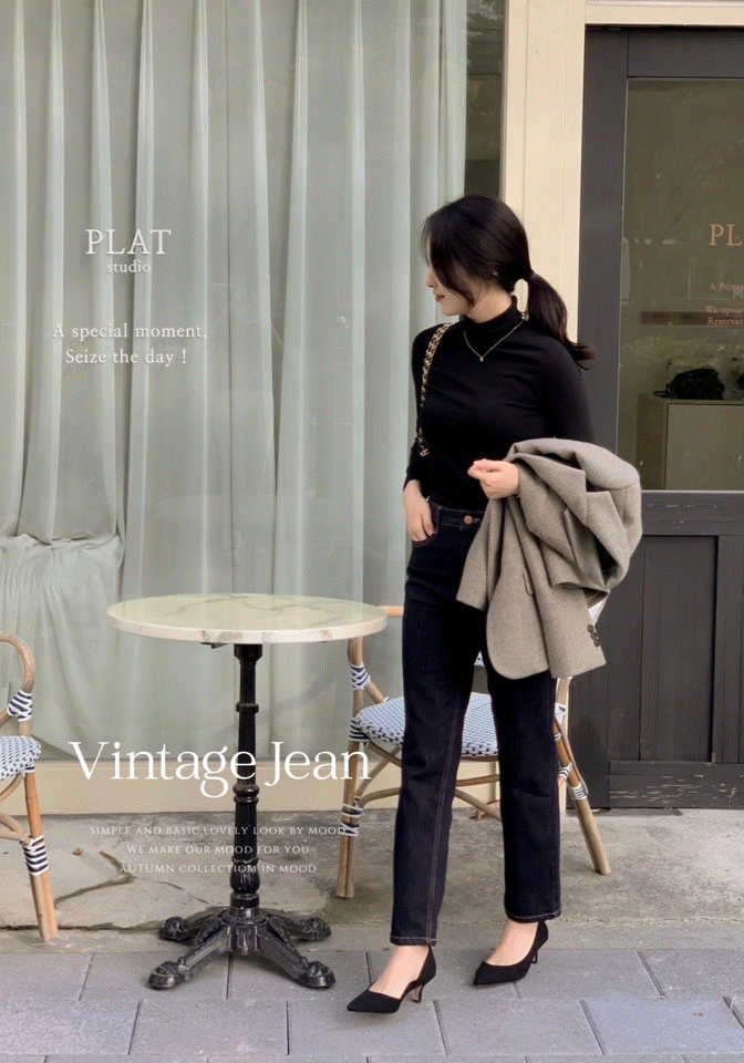 超好穿♡Ada 復古深色直筒牛仔褲