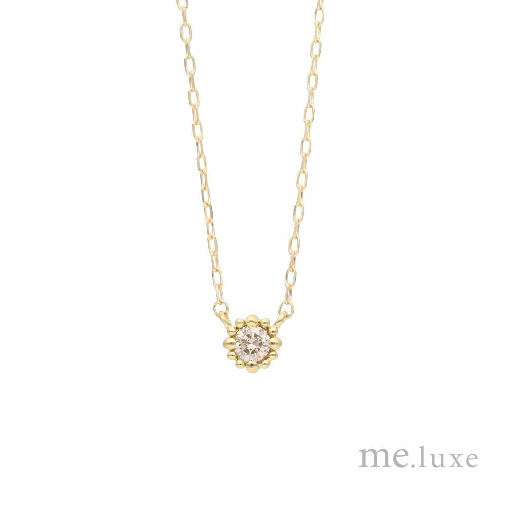 【me.luxe】K10花朵鑲8分鑽石鍊