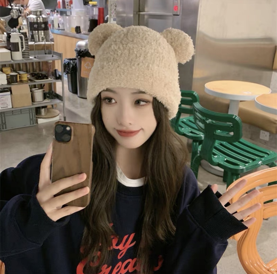 超可愛小熊耳朵針織毛帽/五色