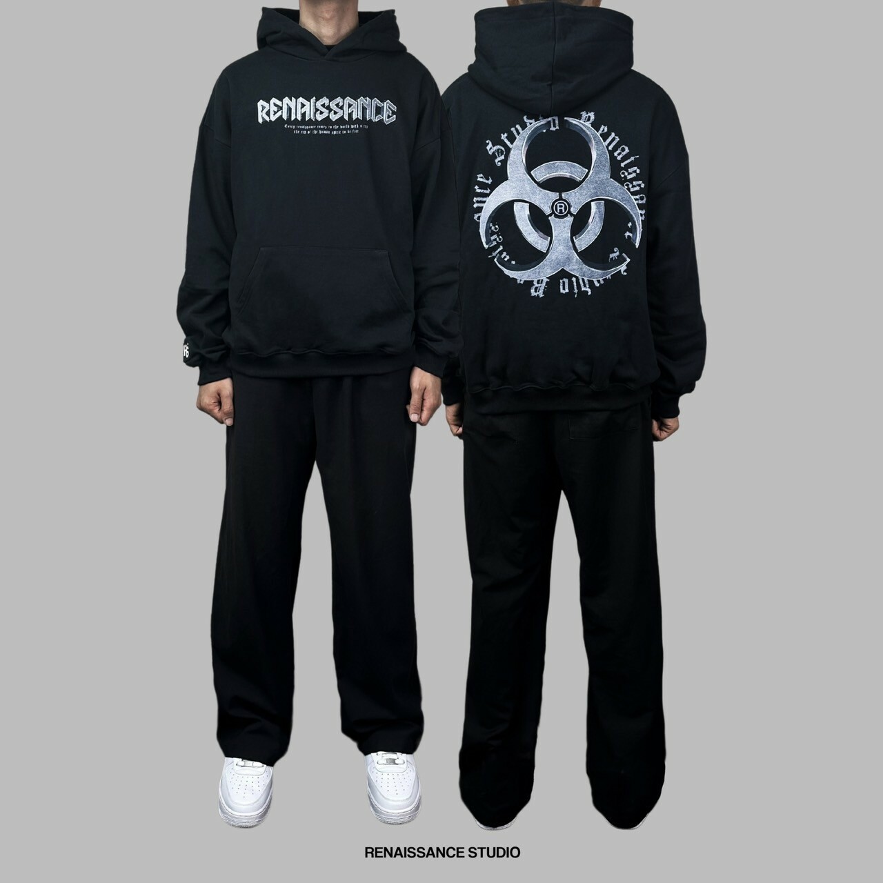 RENAISSANCE 金屬 生化R LOGO 黑銀帽T ‘’ Steel Biohazard Hoodie ‘’