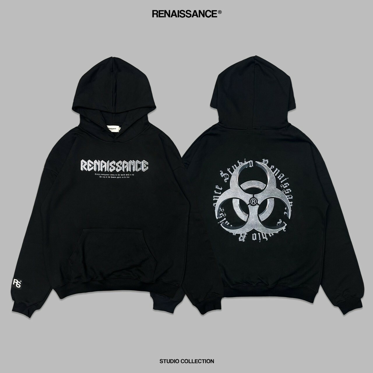 RENAISSANCE 金屬 生化R LOGO 黑銀帽T ‘’ Steel Biohazard Hoodie ‘’