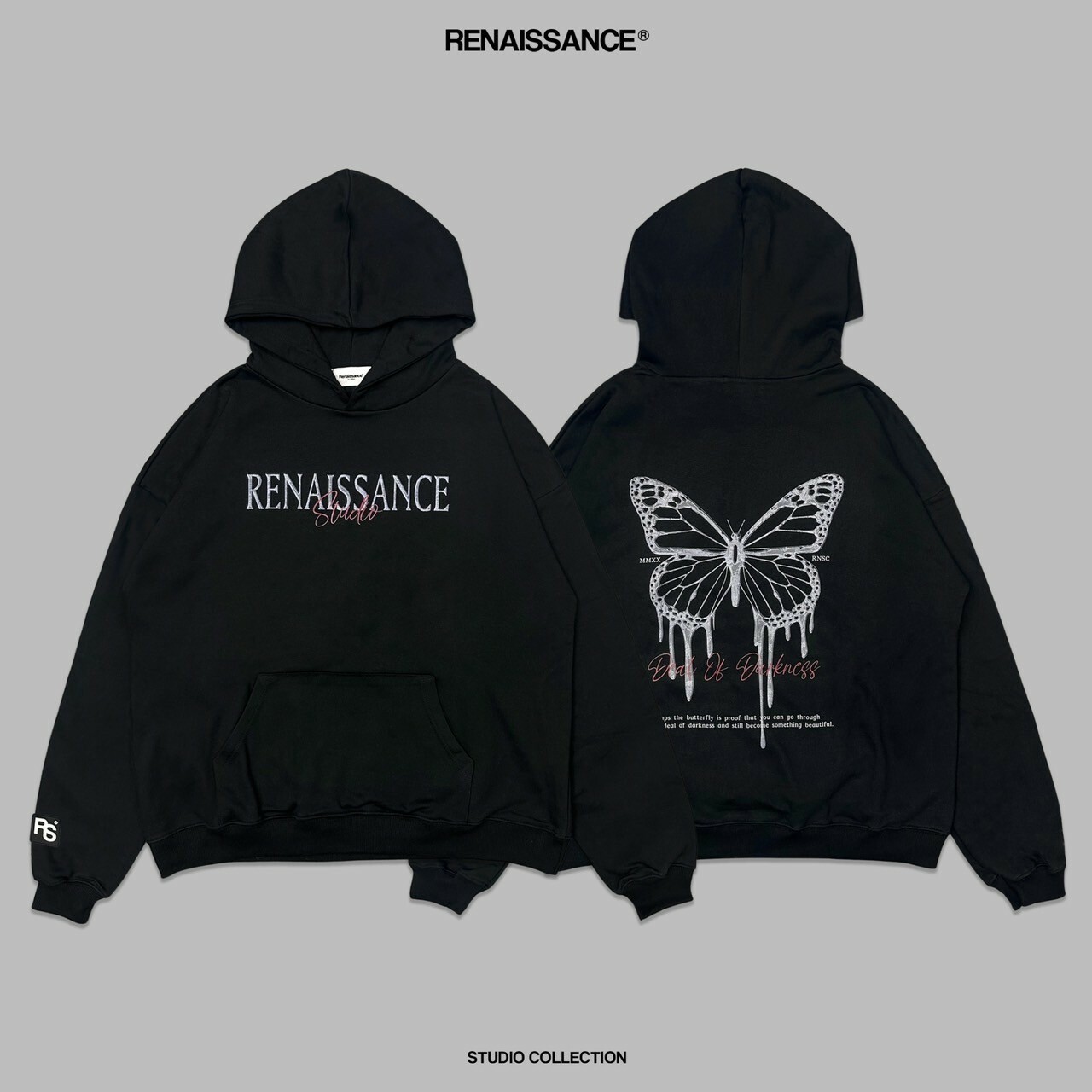 RENAISSANCE 爆款 遺跡 蝴蝶 黑灰LOGO帽T ‘’ Melting Butterfly Hoodie ‘‘